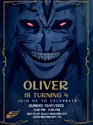 Solo Leveling God Statue Birthday Invitation - Digital Template