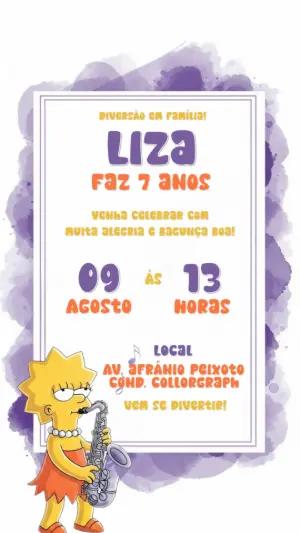 Convite de Aniversário Lisa Simpsons para Editar Online