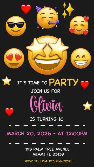 Fun Emoji Birthday Party Invitation | Editable Digital Template
