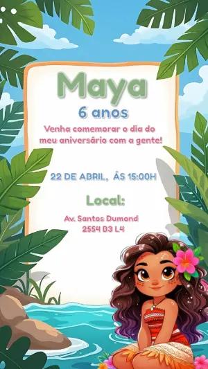 Convite de Aniversário Moana Baby para Editar Online