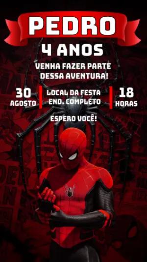 Convite de Aniversário Homem-Aranha Moderno para Editar