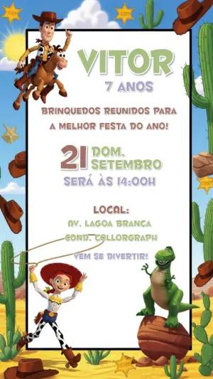 Convite de Aniversário Toy Story com Personagens para Editar