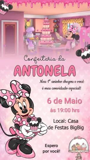 Convite Animado Aniversário Confeitaria da Minnie para Editar