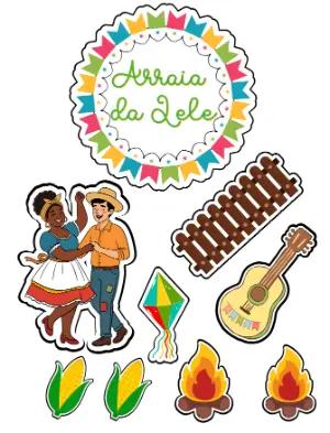 Topo de Bolo Festa Junina Colorido para Editar e Imprimir