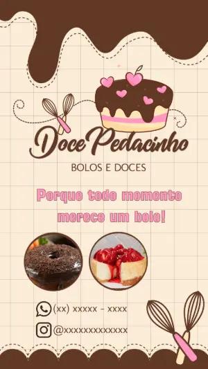 Cartão de Visita para Confeitaria com Bolo Editável Online