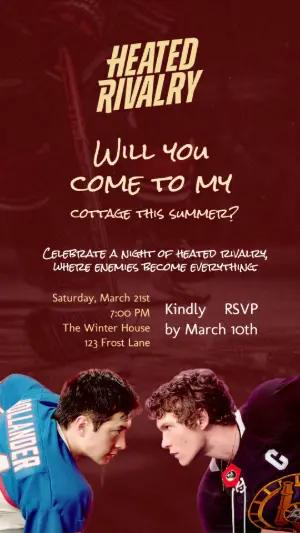 Heated Rivalry Hockey Party Invitation Digital Template