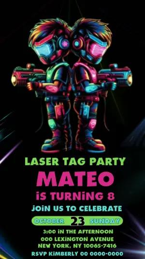 Animated Laser Tag Birthday Video Invitation to Edit