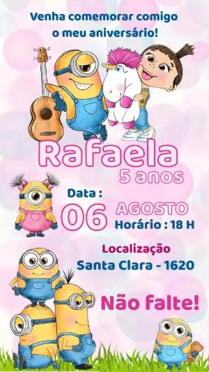 Convite de Aniversário Infantil Minions para Editar