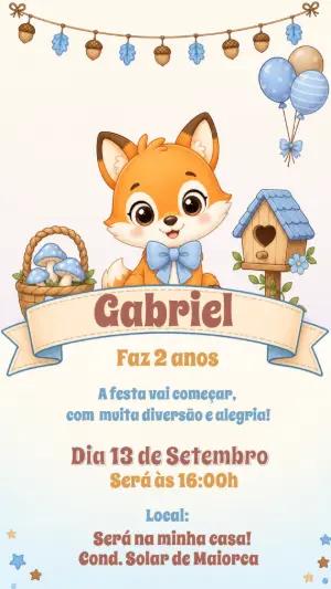 Convite de Aniversário Raposinha do Bosque Editável