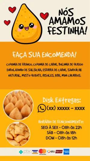 Flyer de Salgadinhos de Festa Editável para Divulgar
