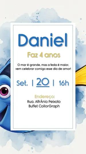 Convite Aniversário Procurando Dory e Nemo Editável Online