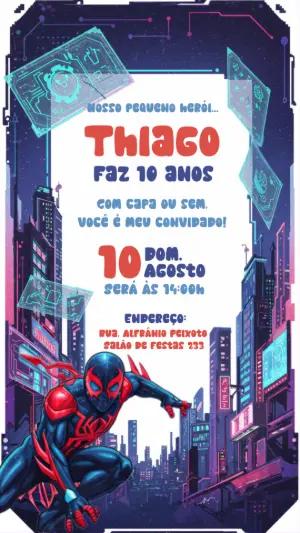Convite Aniversário Homem Aranha Moderno para Editar Online