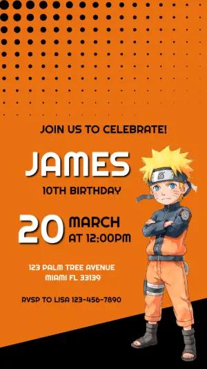 Editable Anime Birthday Invitation with Naruto Theme