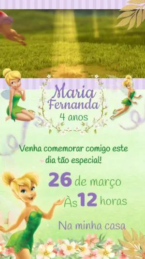Convite Animado Aniversário Sininho Tinker Bell para Editar