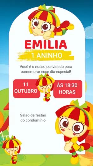 Convite de Aniversário Emília Sítio do Picapau Amarelo para editar