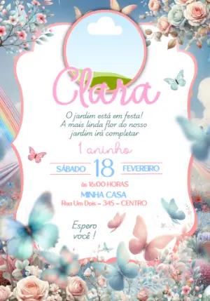 Convite Jardim das Borboletas com Foto para Editar