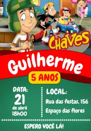 Convite de Aniversário Chaves para Editar e Imprimir
