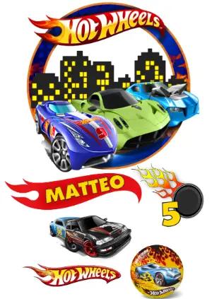 Topo de Bolo Hot Wheels Editável para Imprimir