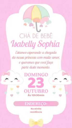 Convite Chá de Bebê Chuva de Amor para Editar Online
