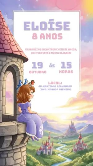 Convite de Aniversário Princesa Sofia para Editar Online