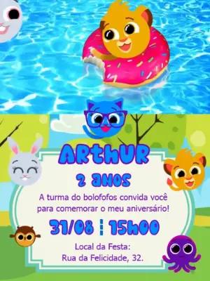 Convite Animado de Aniversário Bolofofos para Editar Online