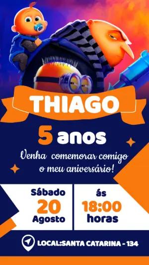 Convite de Aniversário Meu Malvado Favorito Editável
