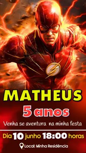 Convite de Aniversário Flash Herói