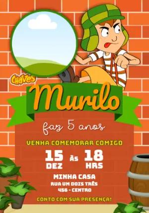 Convite Digital Aniversário do Chaves com Foto para Editar