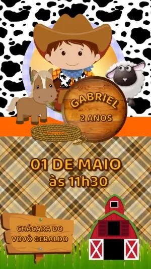 Convite Aniversário Fazendinha Menino Modelo para Editar