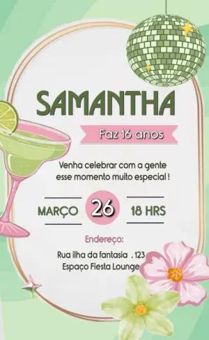 Convite Digital Festa 16 Anos Disco e Drink para Editar