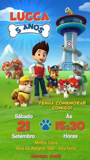 Convite de Aniversário Patrulha Canina Azul para Editar