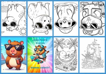 Livrinho de Colorir Capivara para Aniversário Editável