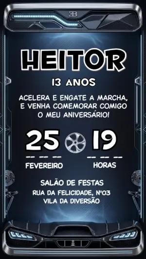 Convite de Aniversário Carro de Luxo Futurista Editável