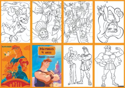 Livrinho de Colorir Hércules para Aniversário Editável