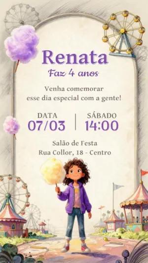 Convite Aniversário Infantil Parque de Diversões Editável