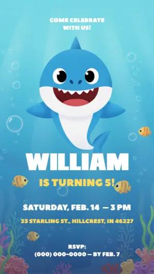 Editable Baby Shark Birthday Invitation Digital Template