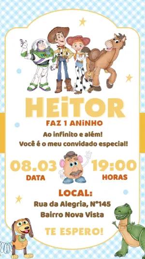 Convite de Aniversário Toy Story Ilustrado para Editar