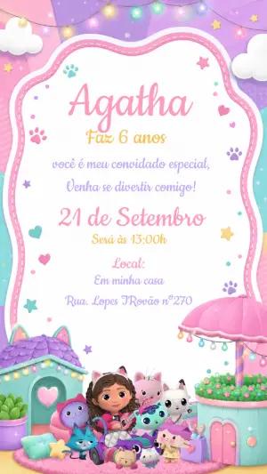 Convite Digital Infantil Casa Mágica da Gabby Editável