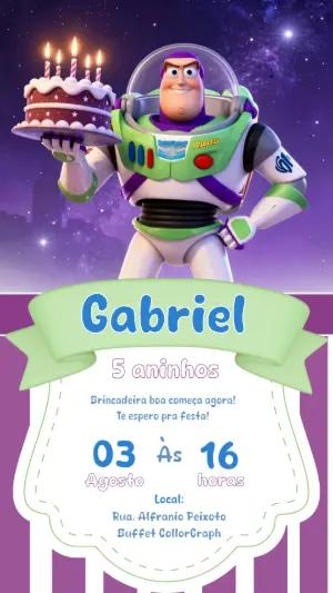 Convite de Aniversário Buzz Lightyear Espacial para Editar