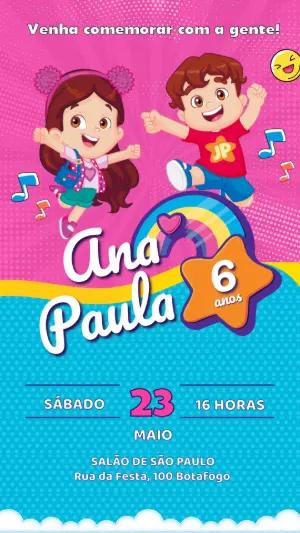 Convite Aniversário Maria Clara e JP para Editar Online