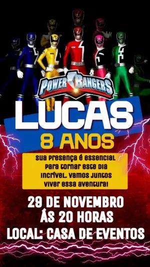 Convite de Aniversário Power Rangers S.P.D. Modelo Editável