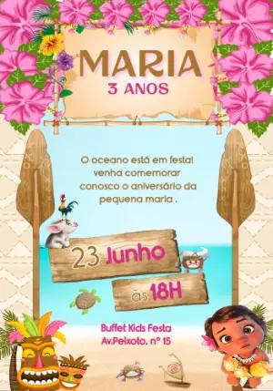 Convite de Aniversário Moana Baby para Editar Online