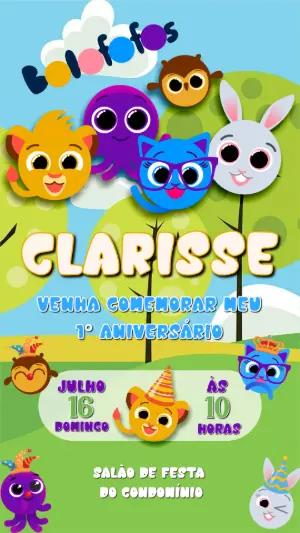 Convite de Aniversário Bolofofos para Editar Online