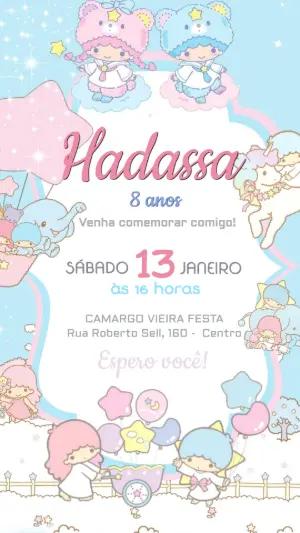 Convite Aniversário Gêmeos Estrelas Fofo para Editar