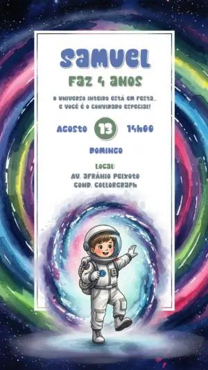 Convite de Aniversário Astronauta para Editar Online