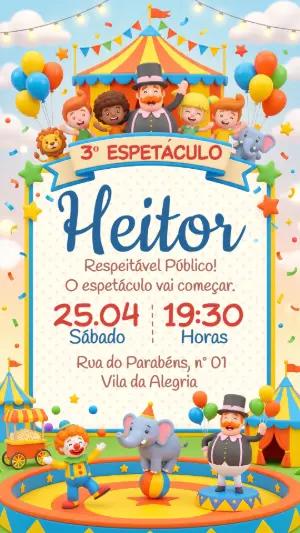 Convite de Aniversário Circo Mundo Bita para Editar