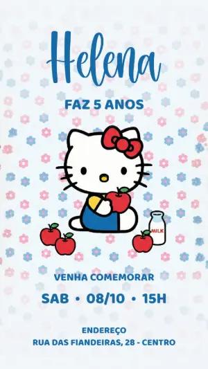 Convite de Aniversário Hello Kitty Fofo para Editar Online
