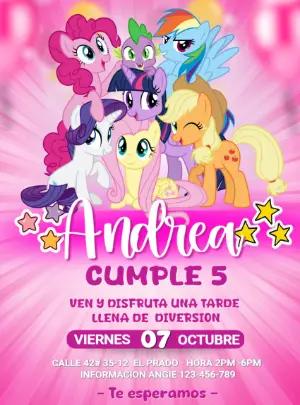 Invitación Digital de Cumpleaños My Little Pony Modelo Editable