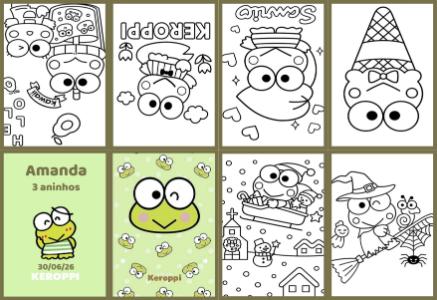 Lembrancinha Digital: Livrinho de Colorir Keroppi Editável