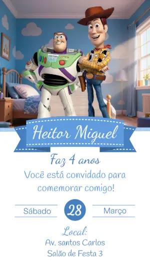 Convite de Aniversário Infantil Toy Story Editável